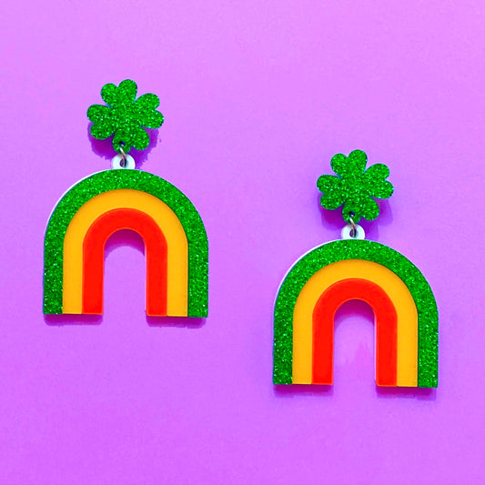 Shamrock Rainbow St. Patrick’s Day Acrylic Drop Earrings