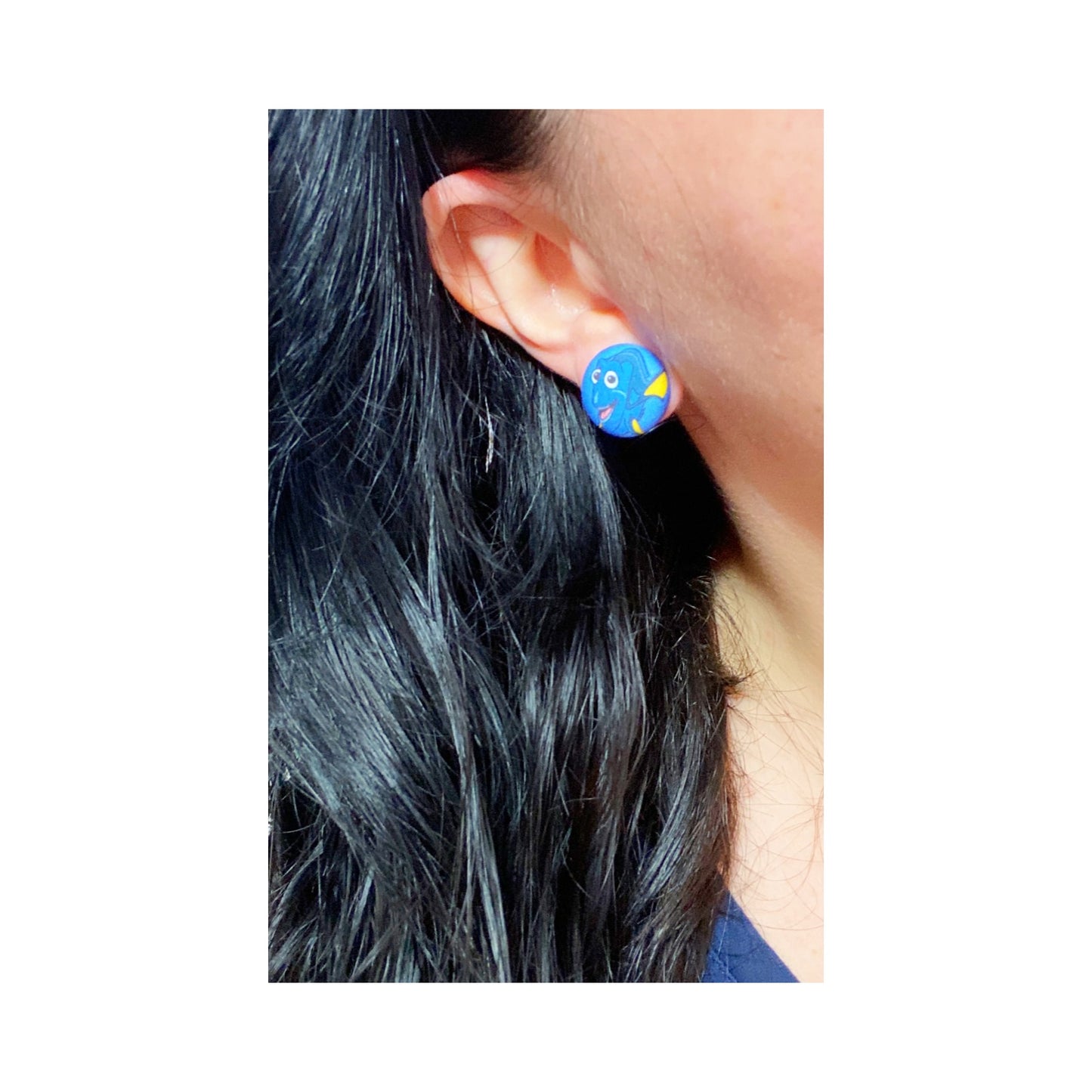 Just Keep Swimming Fabric Button Earrings