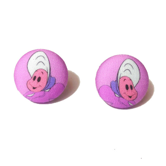 Curious Oysters Inspired Fabric Button Earrings