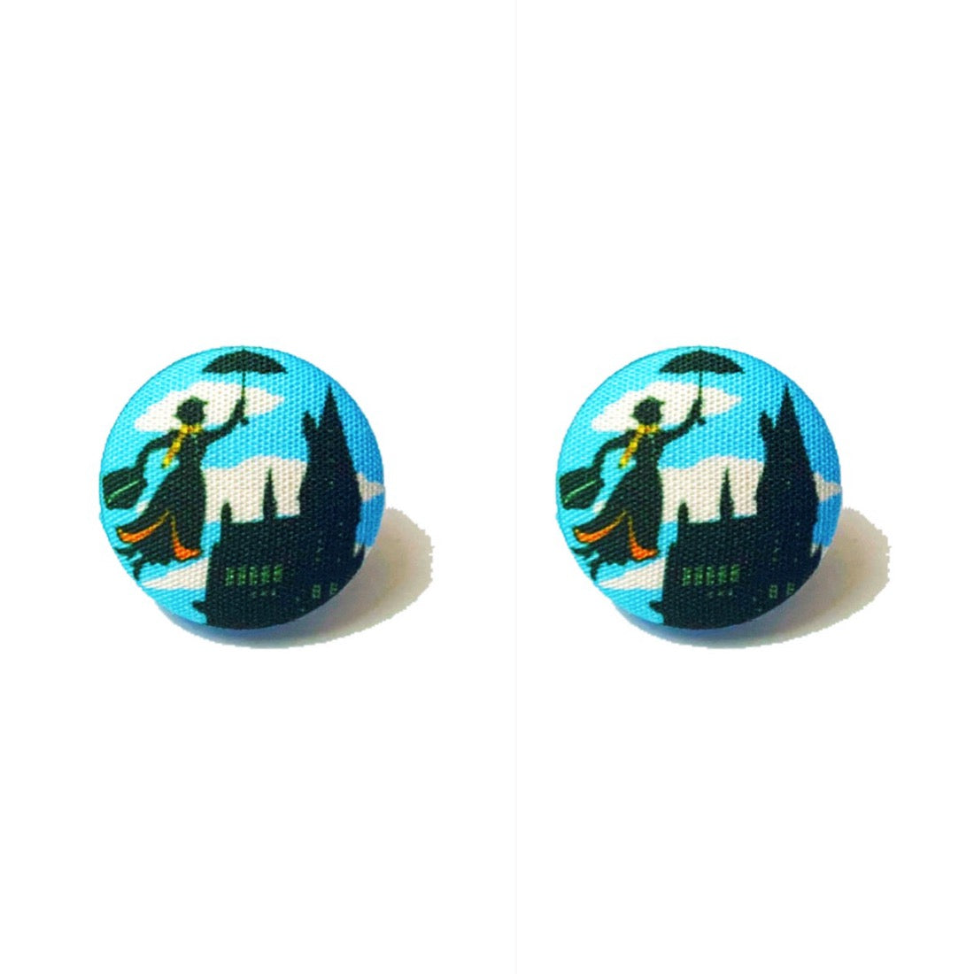 Mary In The Sky Fabric Button Earrings