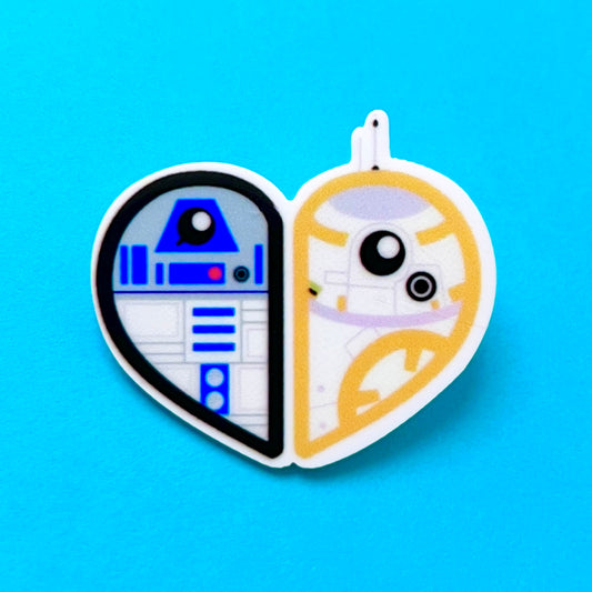 Droid Love Heart Brooch Pin
