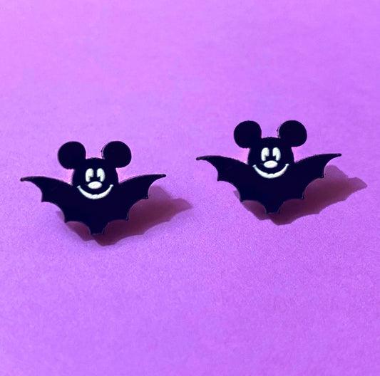 Mouse Bat Acrylic Post Earrings