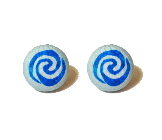 Water Symbol Fabric Button Earrings