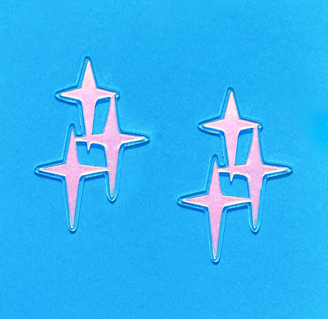 Silver Holographic Twinkle Acrylic Sparkle Stars Post Earrings