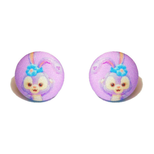 Stella Bunny Fabric Button Earrings
