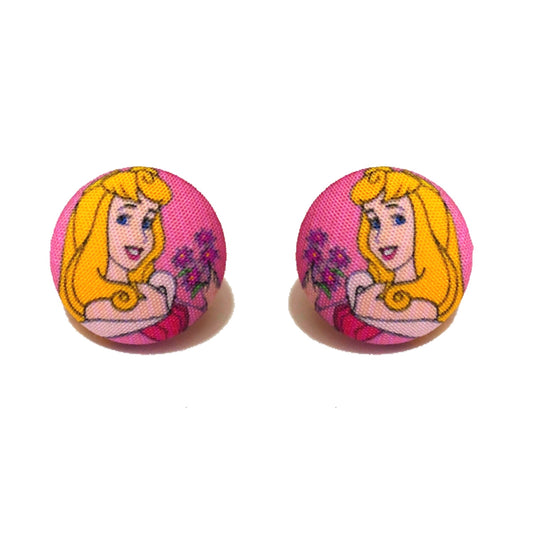 Aurora Make It Pink Fabric Button Earrings