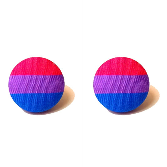 Bisexual Flag Fabric Button Earrings