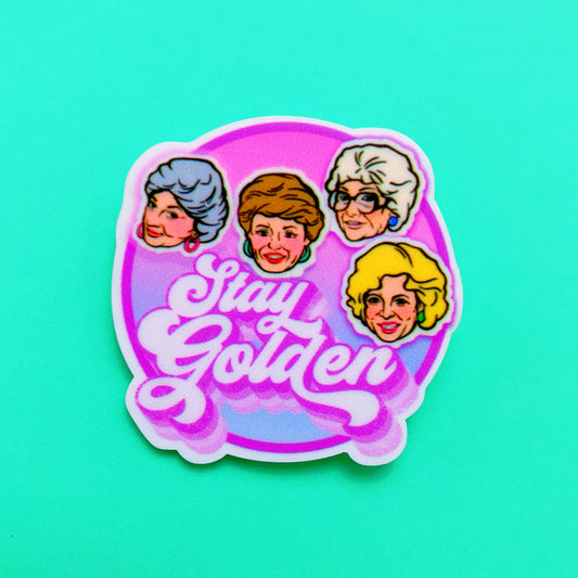 Pink Stay Golden Acrylic Brooch Pin