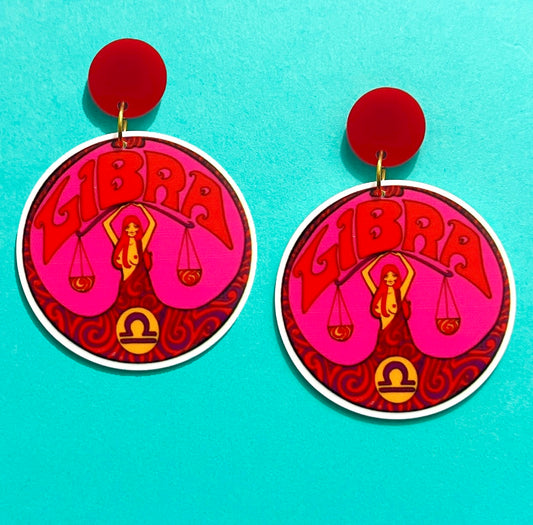 Libra Retro Astrology Acrylic Drop Earrings