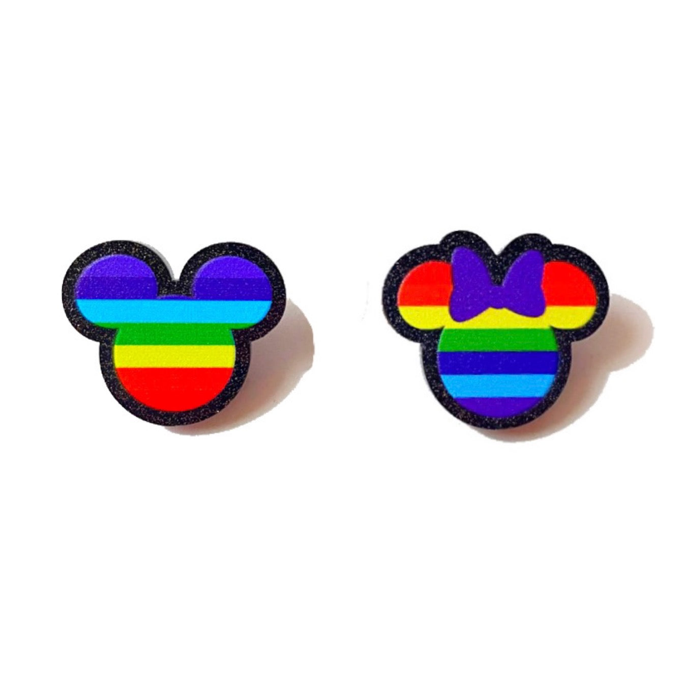 Mouse Rainbow Couple Post Earrings