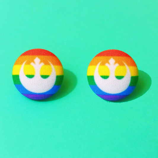 Rebel Rainbow Fabric Button Earrings