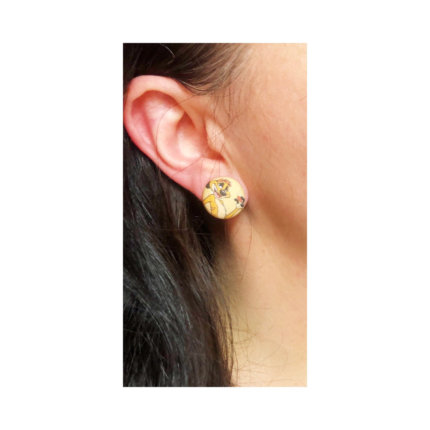 Timon & Pumbaa Fabric Button Earrings