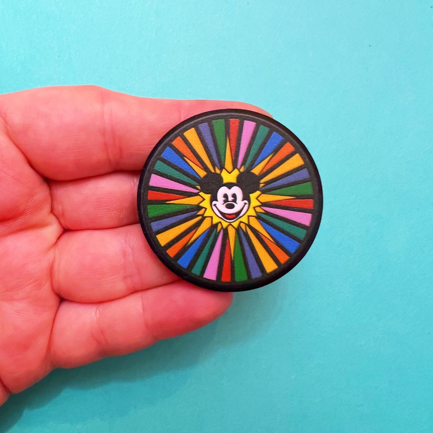 Mouse Rainbow Funwheel Acrylic Brooch Pin