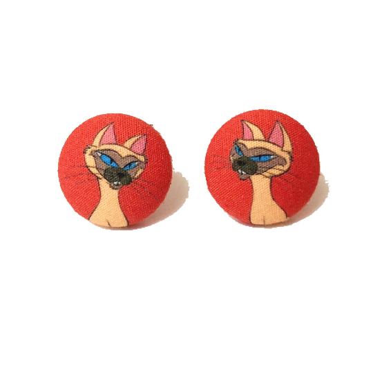 Si & Am Fabric Button Earrings