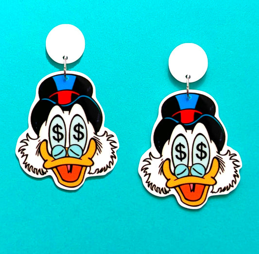 Scrooge Duck Tales Acrylic Drop Earrings