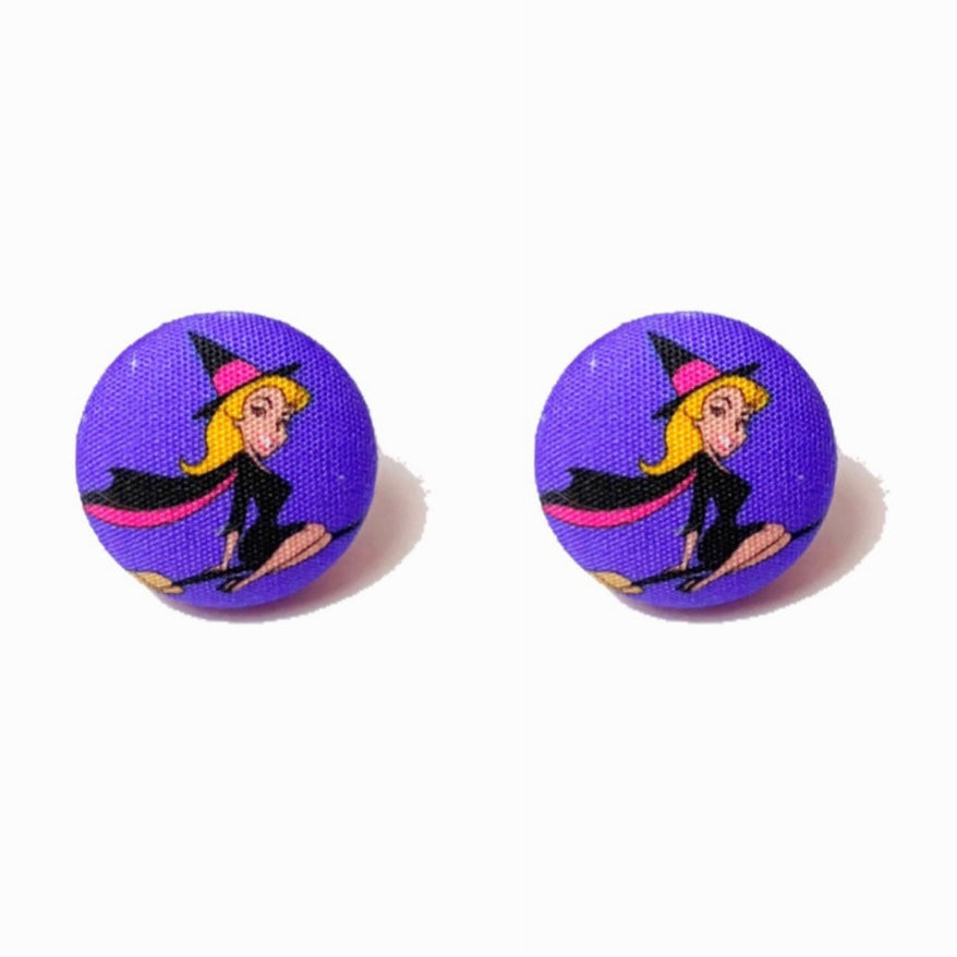 Samantha Witch Inspired Fabric Button Earrings