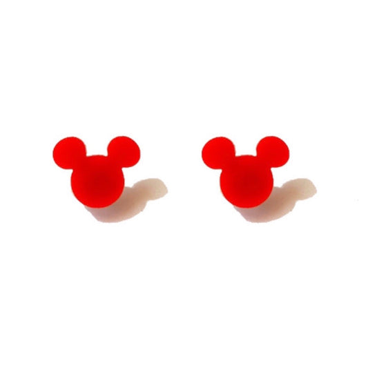 Red Matte Mouse Post Earrings
