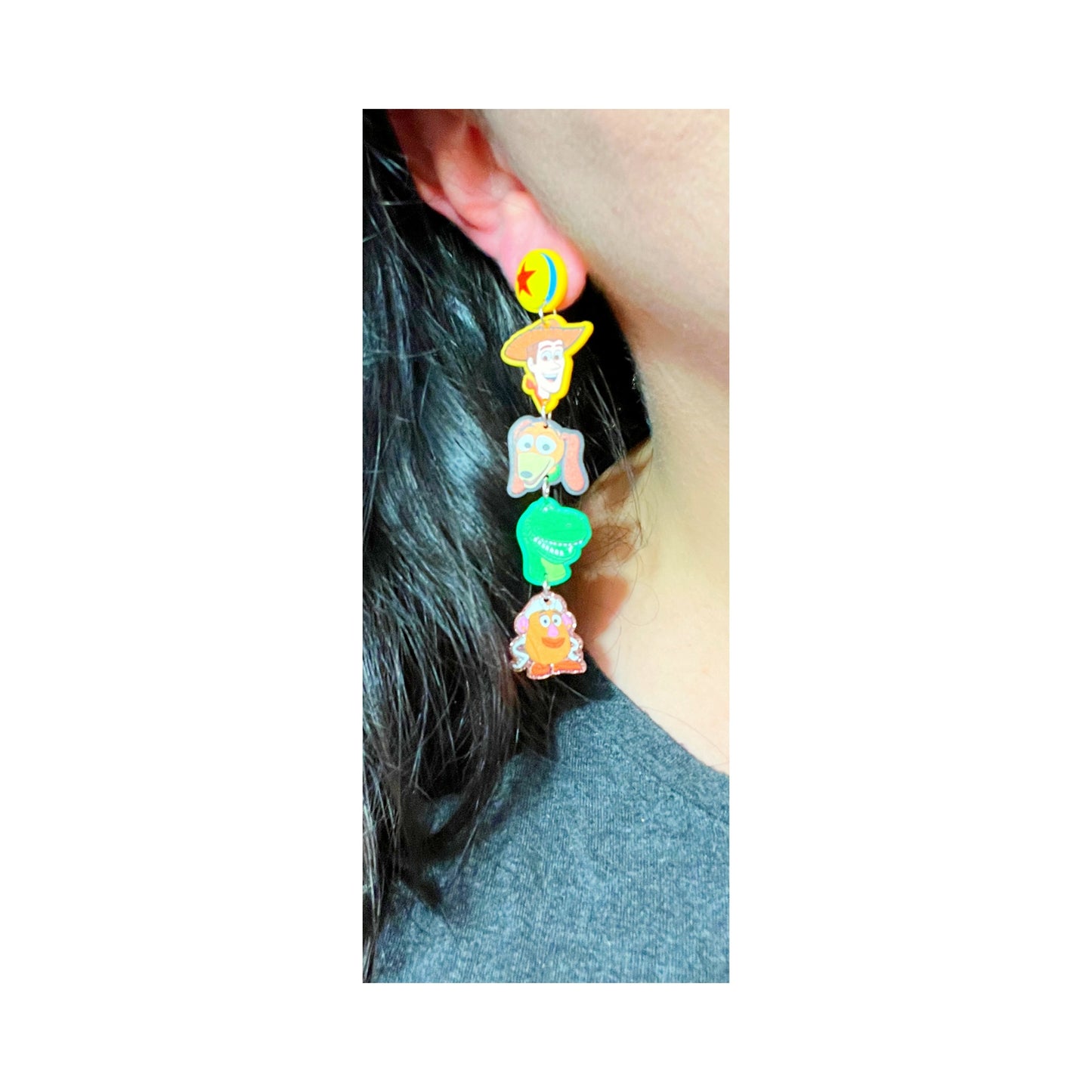Woody & Friends Tiered Acrylic Drop Earrings