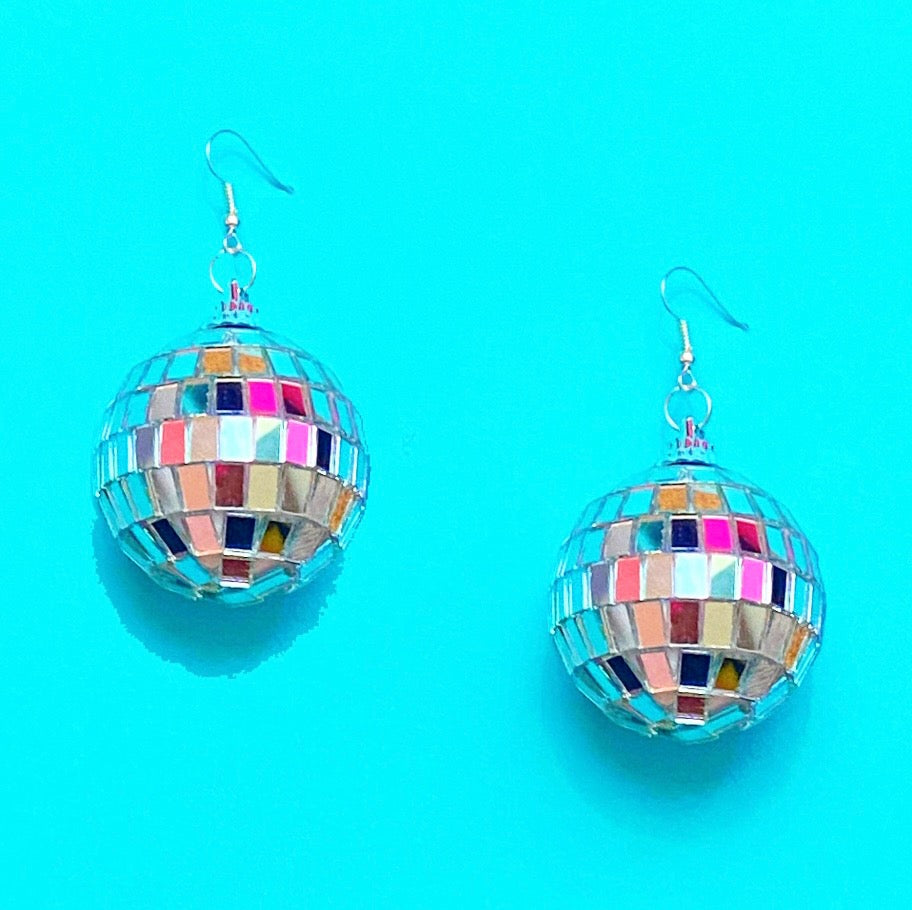 Disco Ball Large Drop Earrings