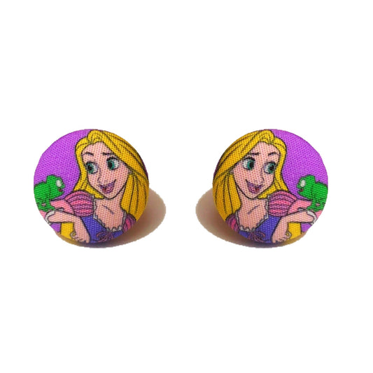 Punzie Fabric Button Earrings