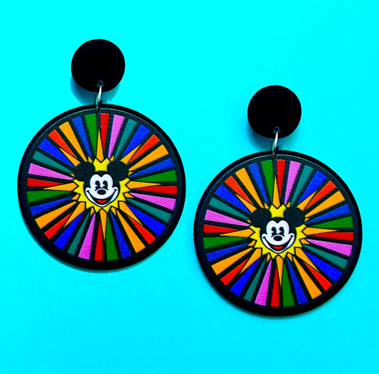 Mouse Rainbow Funwheel Drop Earrings