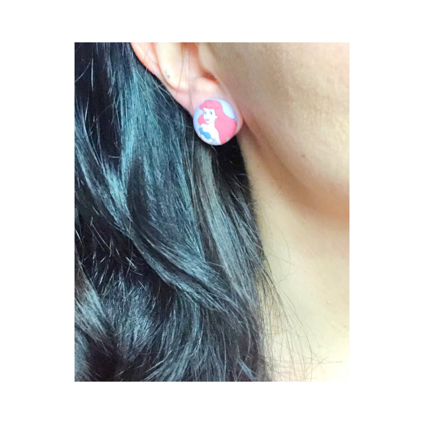 Classic Mermaid Fabric Button Earrings