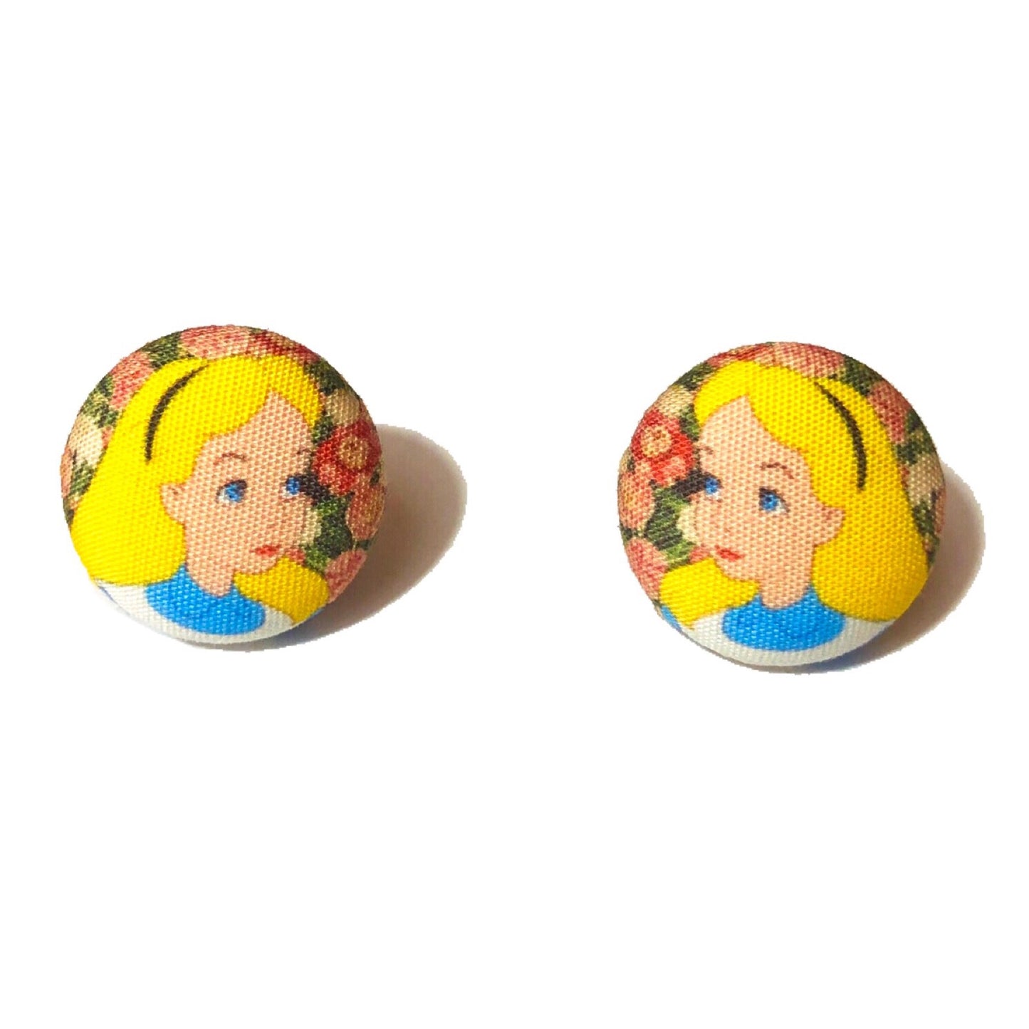Alice Floral Print Fabric Button Earrings