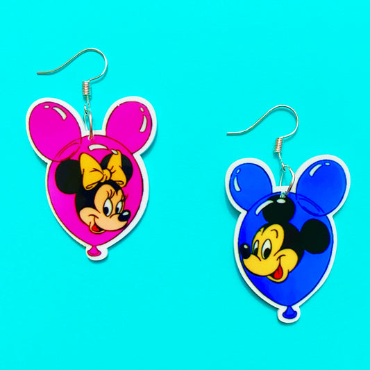 Retro Mouse Couple Balloon Drop Earrings