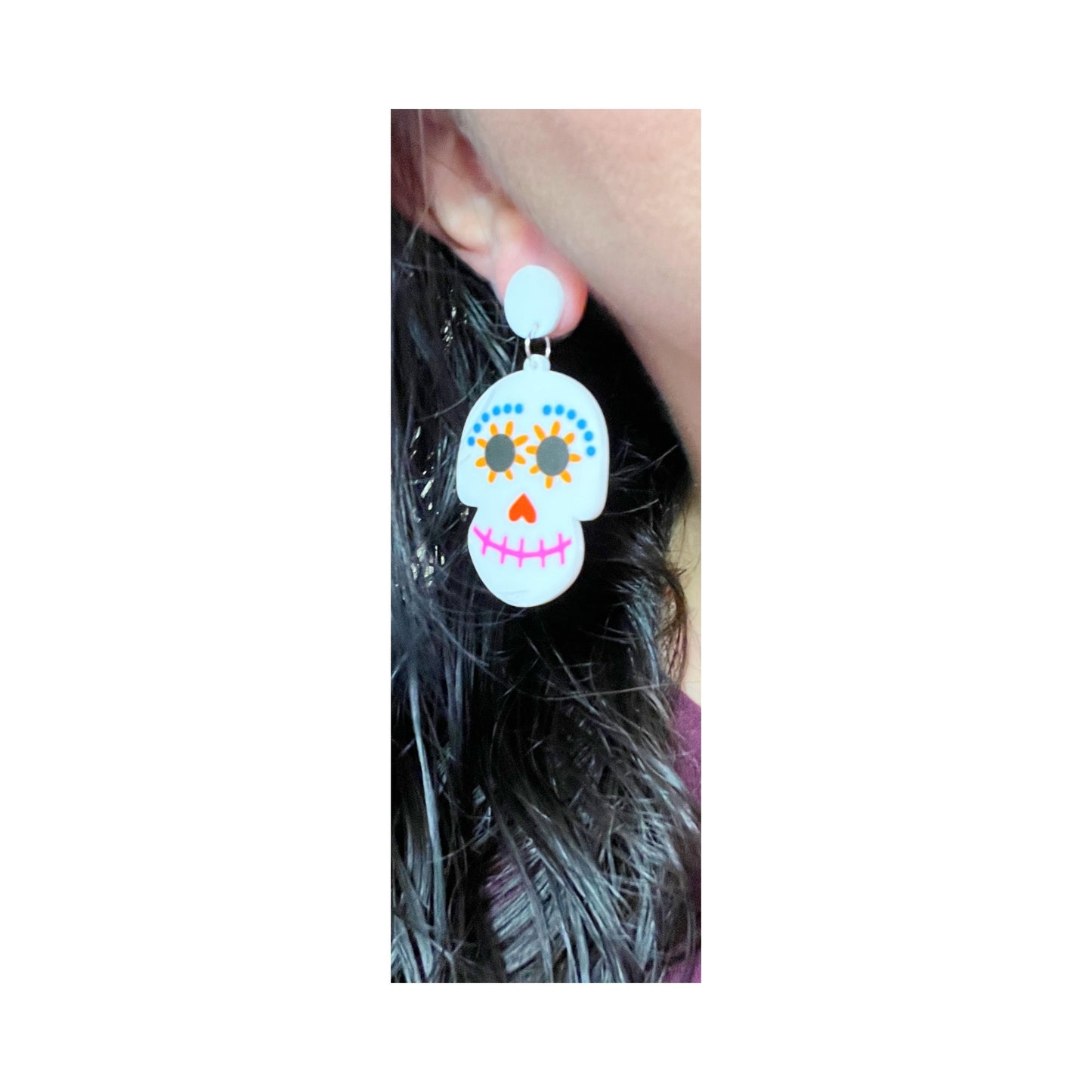 Coco Sugar Skull Acrylic Drop Earrings