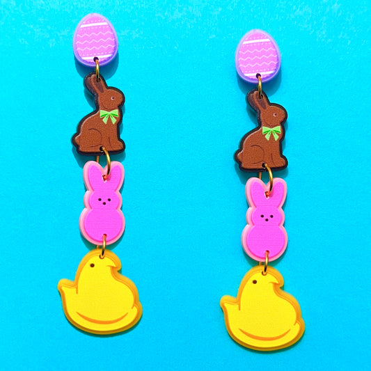 Easter Candy Tiered Acrylic Drop Earrings
