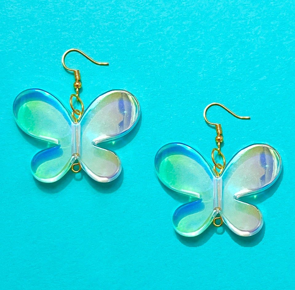 Translucent Large Butterfly Drop Earrings