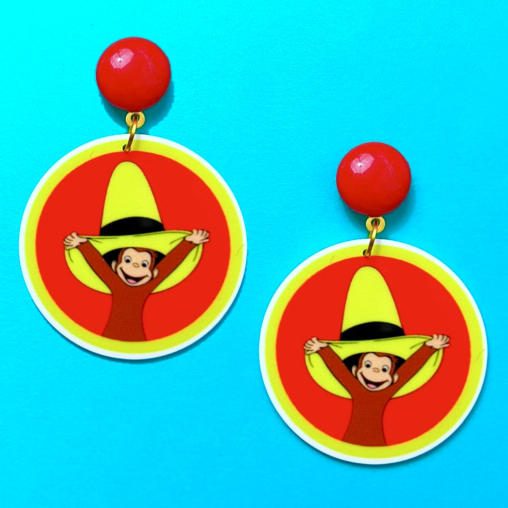 Curious Monkey Acrylic Drop Earrings