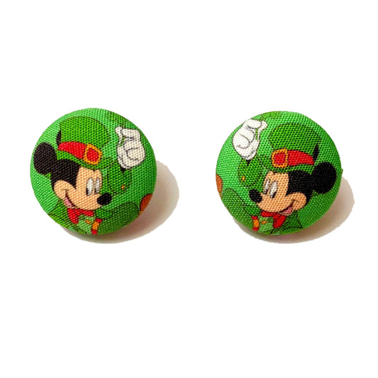 Mouse Leprechaun St. Patrick’s Day Inspired Fabric Button Earrings