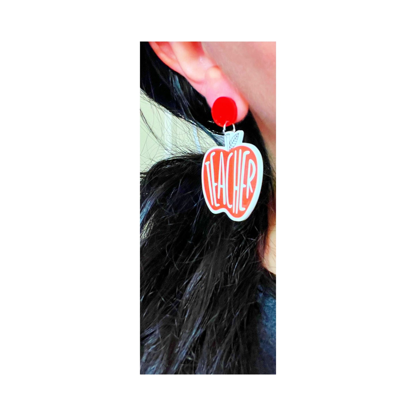 Teacher Apple Acrylic Drop Earrings
