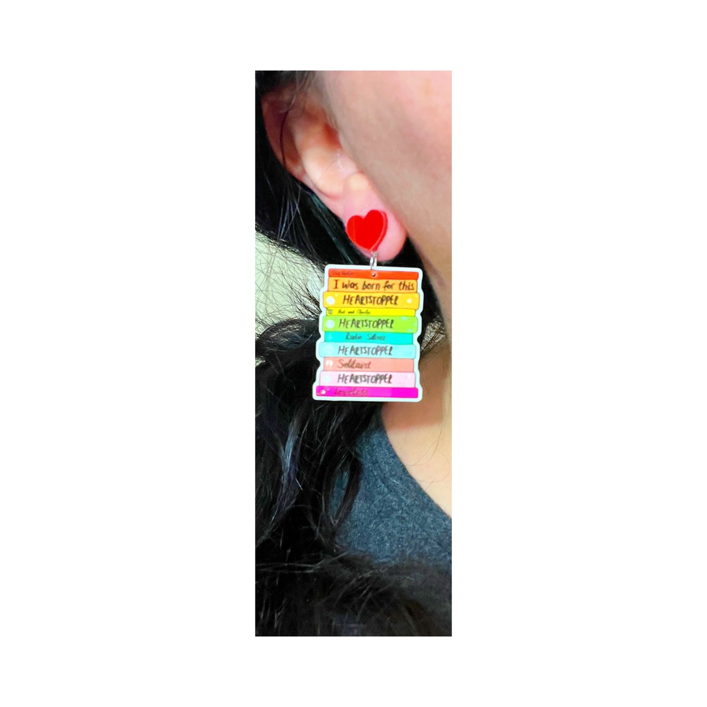 Heart stopper Inspired Book Stack Acrylic Drop Earrings