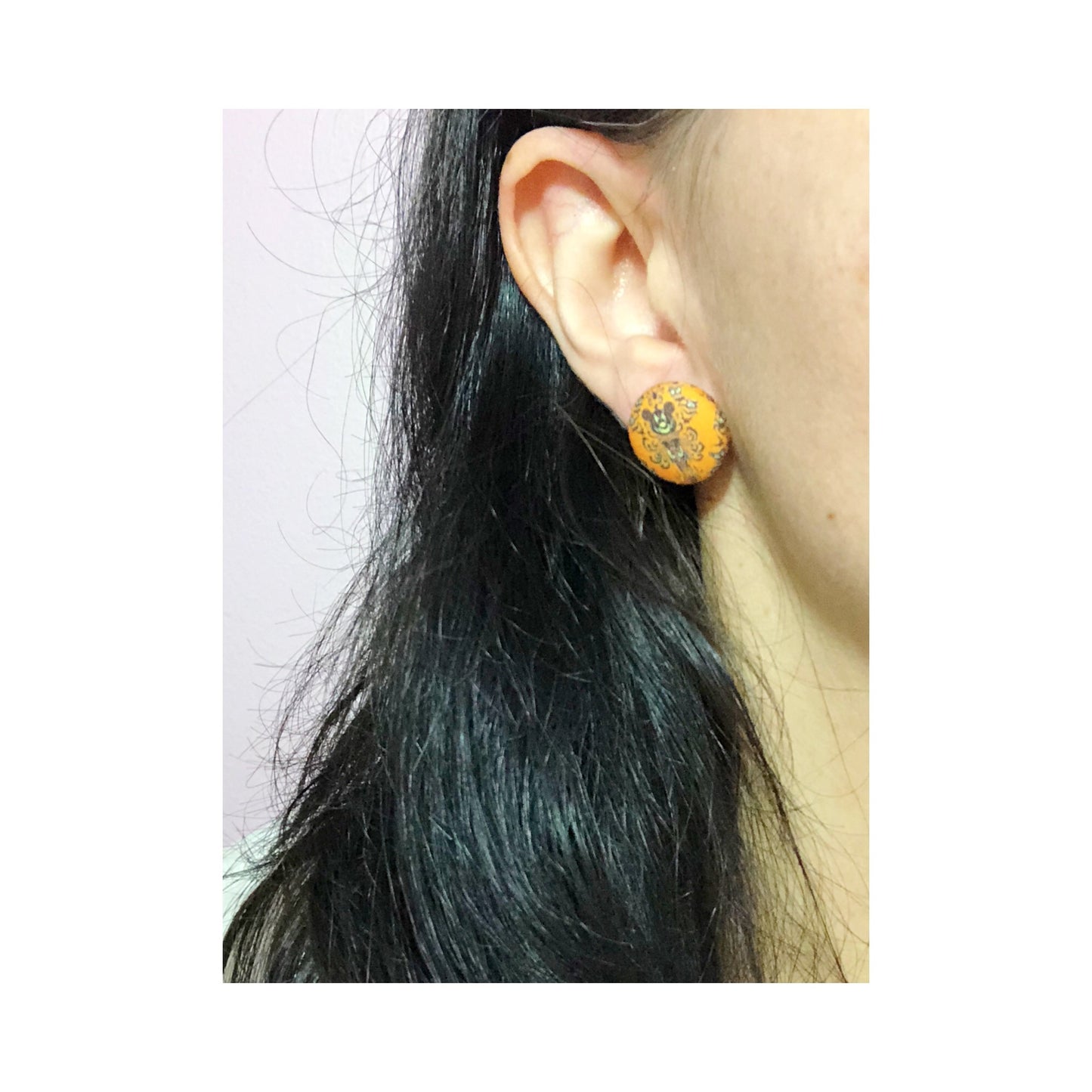 Orange Mouse Haunted Wallpaper Inspired Button Earrings