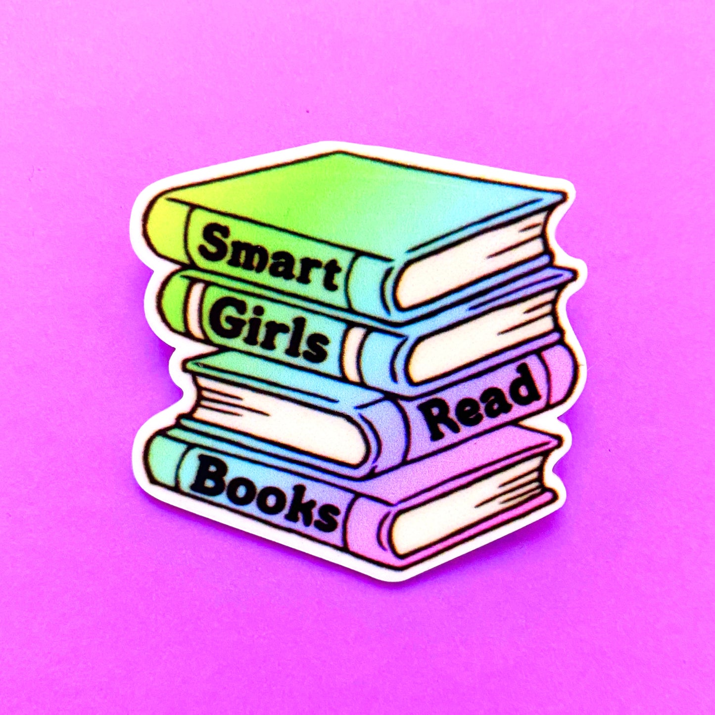 Smart Girls Read Books Gradient Pastel Brooch Pin