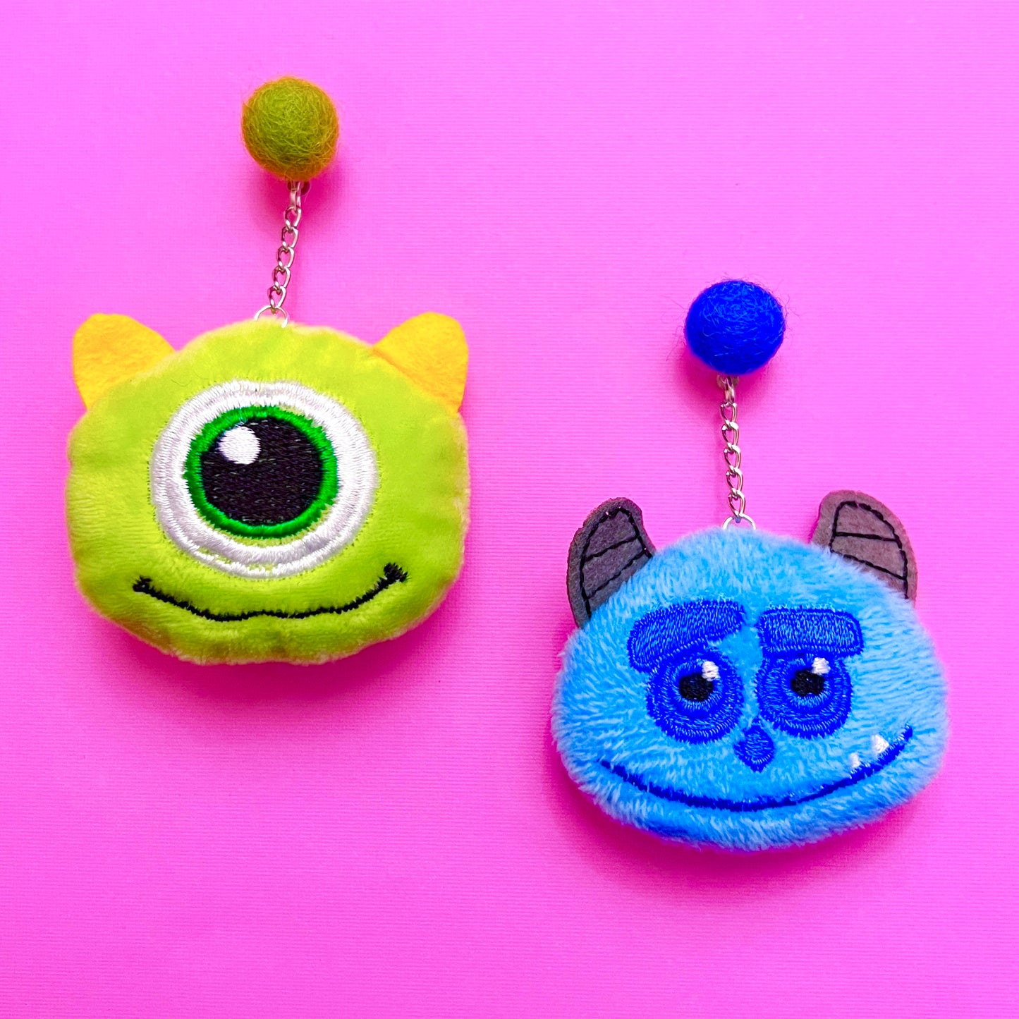 Mike & Sully Plush Pom Pom Hanging Drop Earrings
