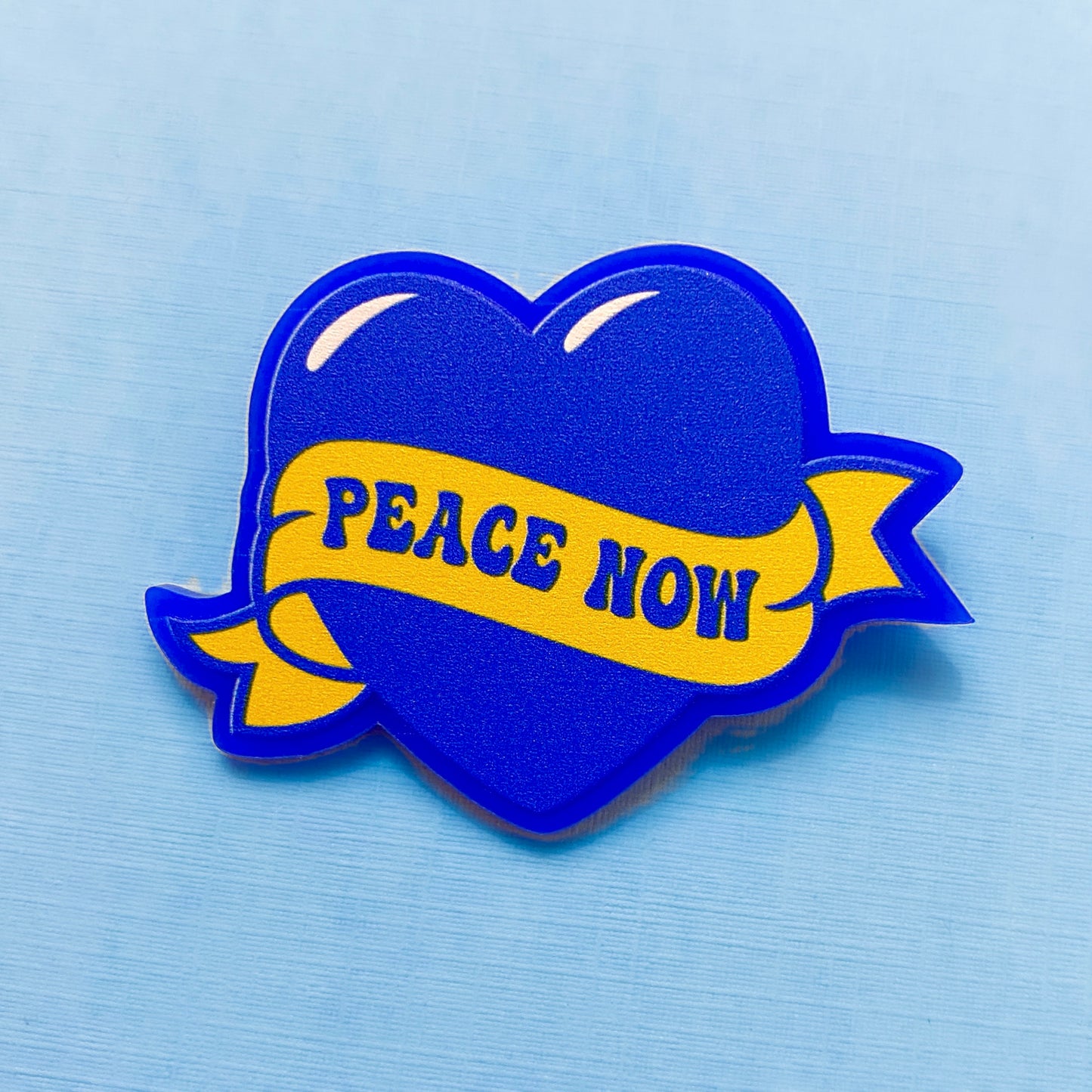 Peace Now Ukraine Heart Acrylic Brooch Pin