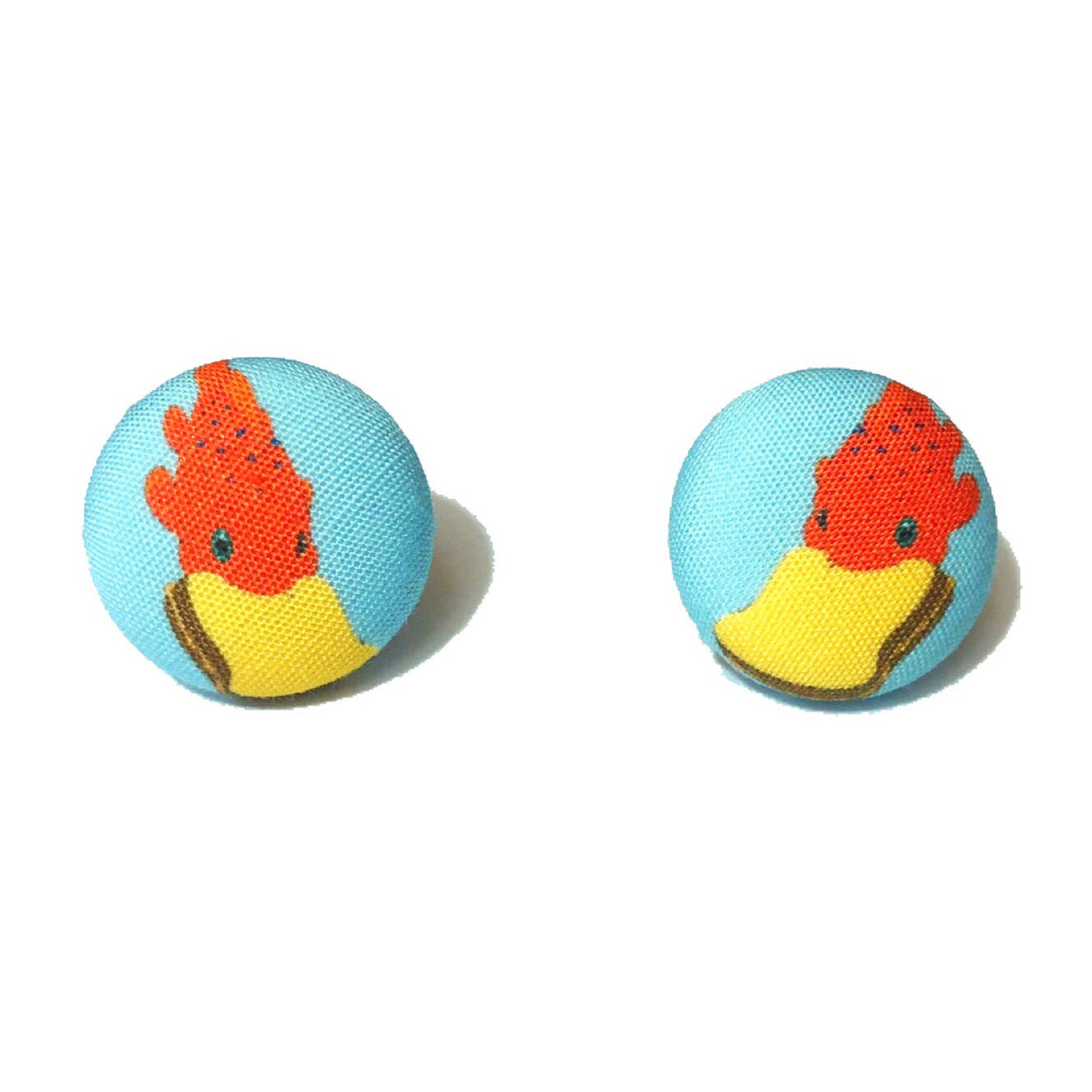 Pudge The Fish Inspired Fabric Button Earrings