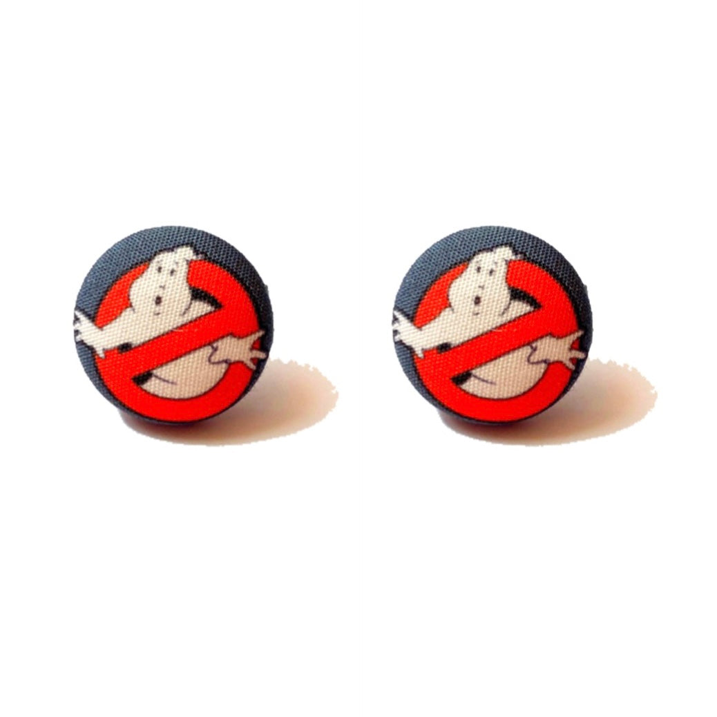 Ghost Buster Fabric Button Earrings