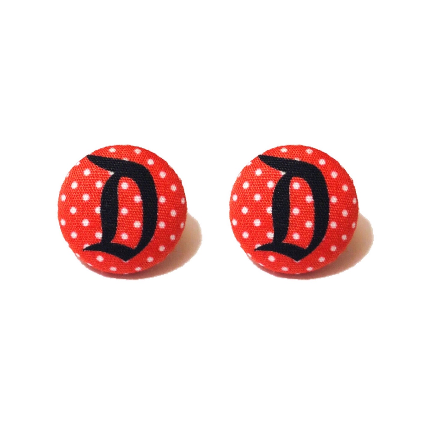 Rock The Dots D Fabric Button Earrings