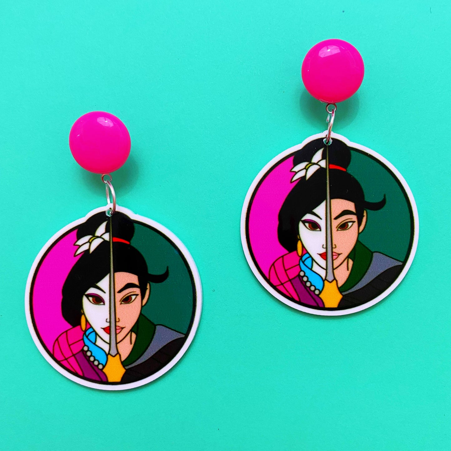 90s Mulan Princess Warrior Drop Earrings