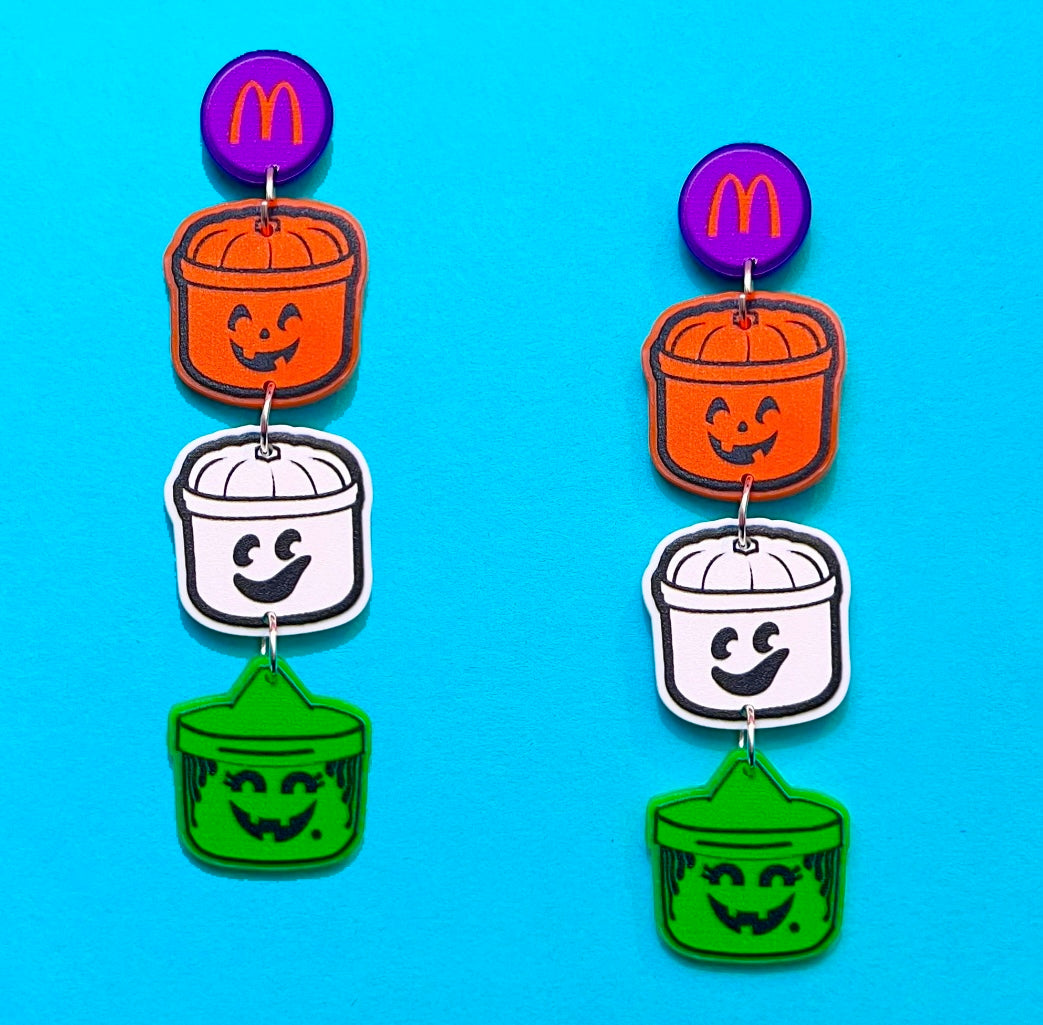 Halloween Buckets Tiered Acrylic Drop Earrings