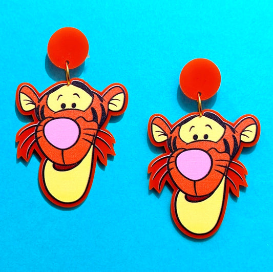 Bouncy Tiger Acrylic Drop Earrings