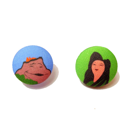 Lava Fabric Button Earrings