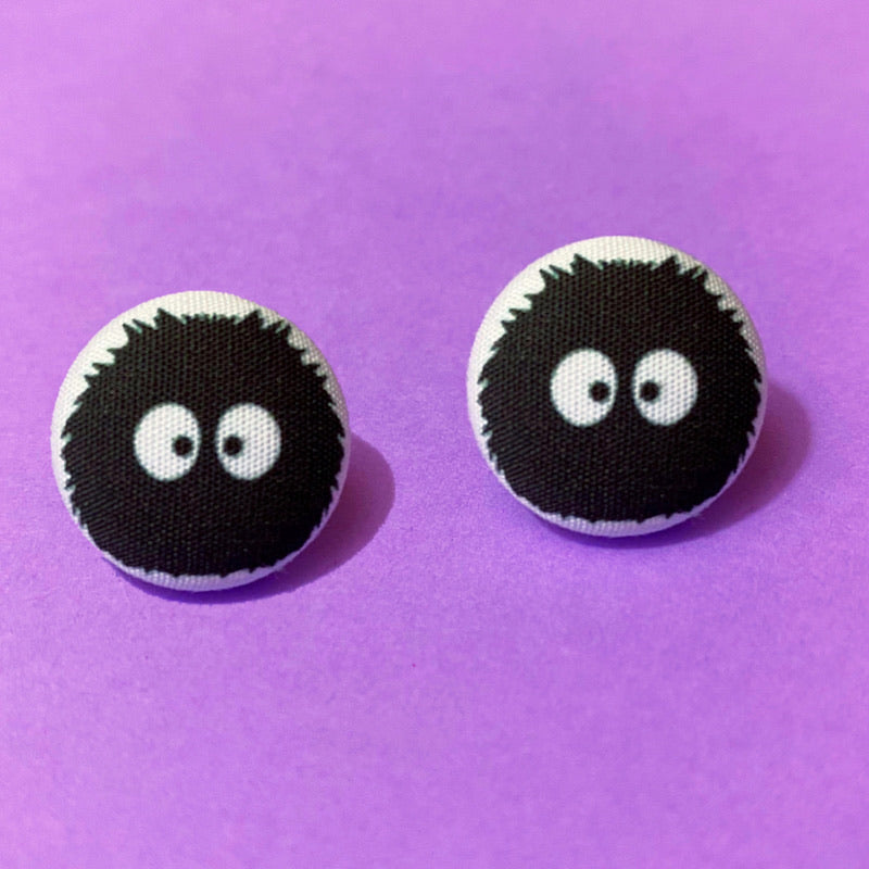 Soot Sprite Fabric Button Earrings