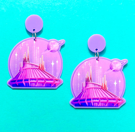 Pastel Space Mountain Acrylic Drop Earrings