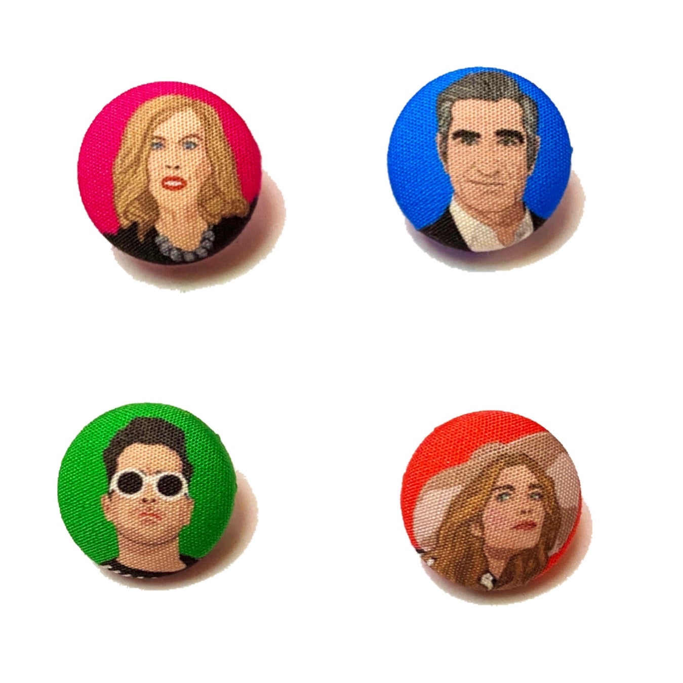 Rose Family Mix-and-Match Fabric Button Earrings
