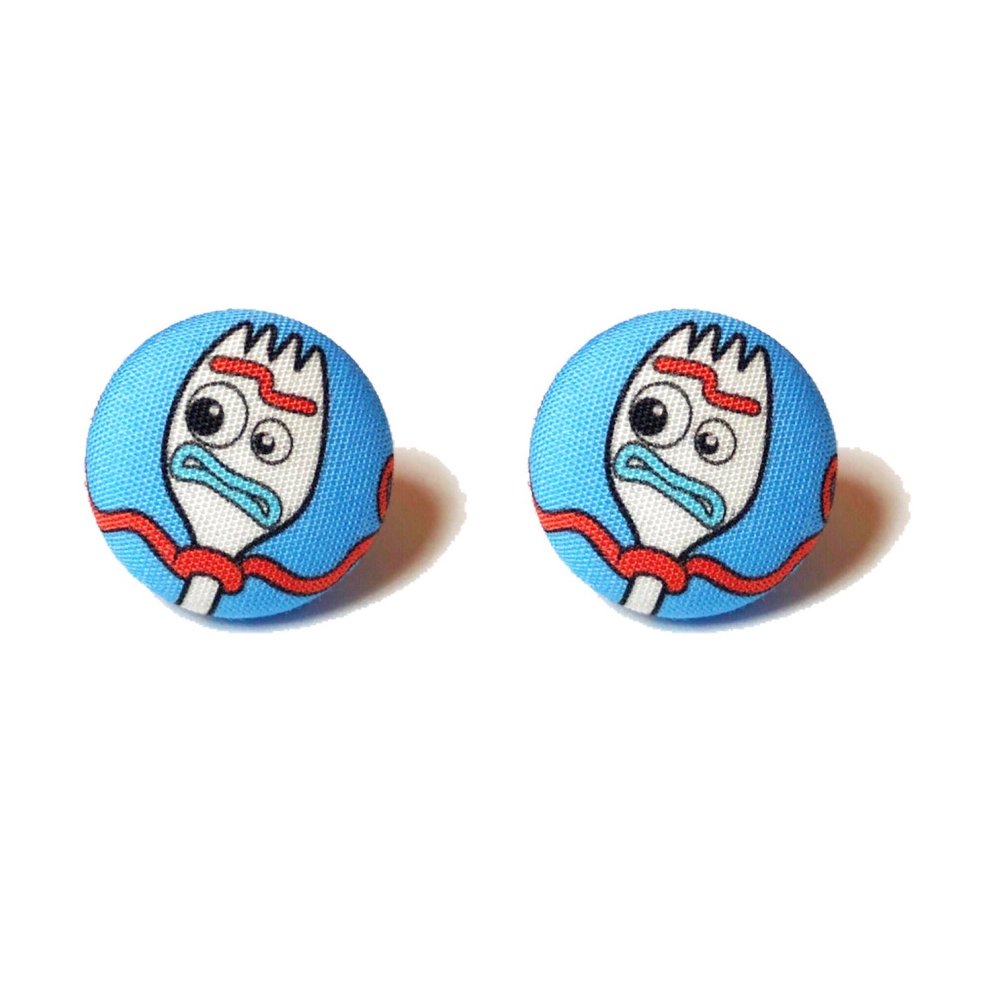 Fork Toy Fabric Button Earrings